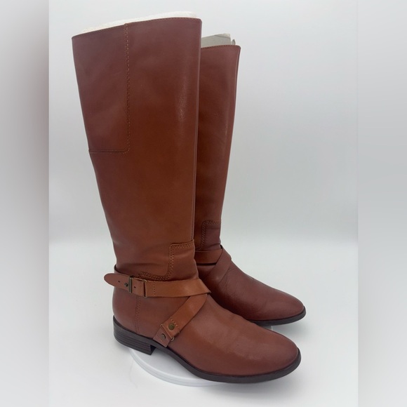 Nine West Shoes - NINE WEST Brown Leather Riding Boots Shoe Flat Tall Equestrian Women Blogger 9.5